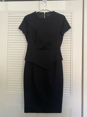 Ted Baker Black Asymmetrical Peplum Midi Dress